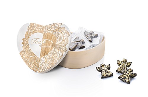 Preisvergleich Produktbild Geschenk TeeSchmuckstücke von Creano Engel in Holzbox 6er Set grüner Tee