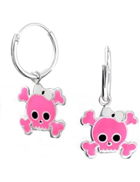 SL-Silver Ohrringe Kinderohrringe Creolen Totenkopfmädchen 925 Silber in Geschenkbox