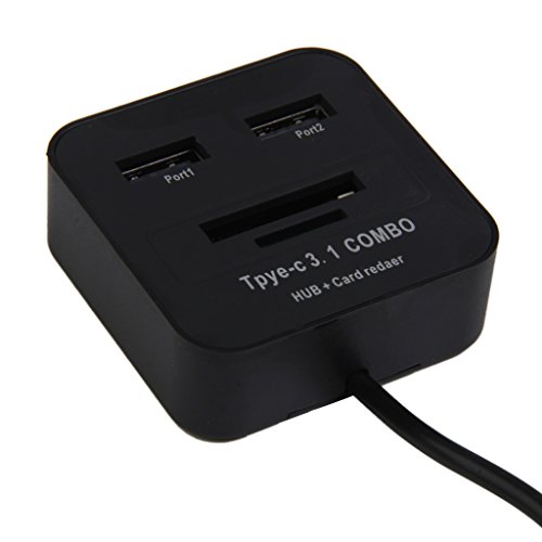 USB 3.1 Typ C 2 Port USB 2.0 Hub TF Kartenleser Combo Splitter (Schwarz) - 7