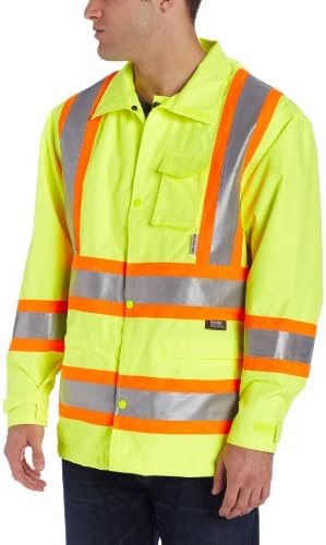 Work King Men's Hi-Vis Safety Rain Jacket, Fluorescent Yellow, Extra Large