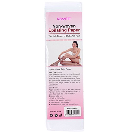 MAKARTT Wax Strip Non Woven Hair Removal Epilating Cloths for Facial Body 100 Counts