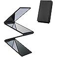 Azonee Four Panel Folding Mirror, 4 Sided Foldable Makeup Mirror Handheld Mirror Compact Folding Mirror Tabletop Mirror for Self Styling and Hair Cutting Makeup Shaving, Easy to See Your Back Head