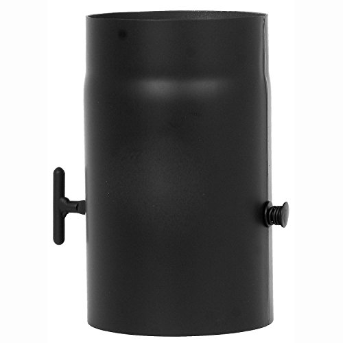 Rauchrohr 250 mm mit Drosselklappe Ø 120 mm Schwarz Ofenrohr