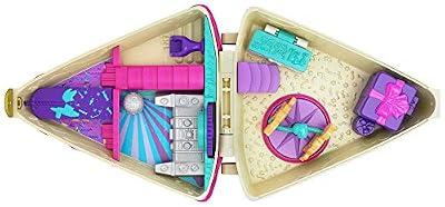 Polly Pocket Coffret Univers Gâteau d'anniversaire, 2 mini-figurines, accessoires, autocollants et surprises cachées, jouet enfant, édition 2019, GFM49