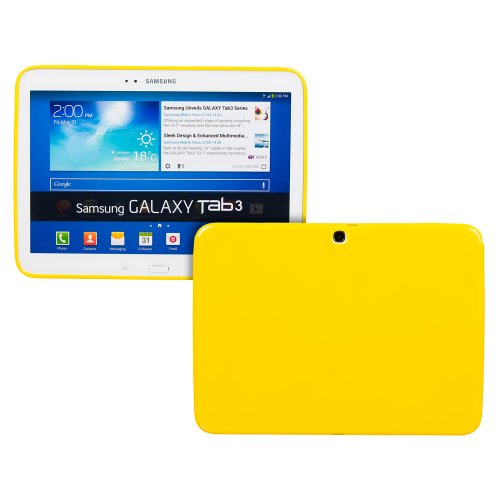 Invero® Samsung Galaxy Tab 3 10.1 Inch GT-P5200 GT-P5210 TPU Silikon Tasche Hülle Schutzhülle mit LCD displayschutzfolie (Gelb / Yellow)