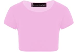 GUM & BERRIES Enfants Filles Néon Fluorescent Plaine À Manches Courtes Crop Tops T-Shirt Tee Top Dance Wear Gymnastique Déguisements Âge 3-14 Ans