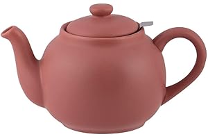 PLINT Simple & Stylish Ceramic Teapot, Globe Teapot with Stainless Steel Strainer, Ceramic Teapot for 6-8 cups, 1500 ml Ceramic Teapot, Flowering Tea Pot, TeaPot for Blooming Tea, Terracotta rose