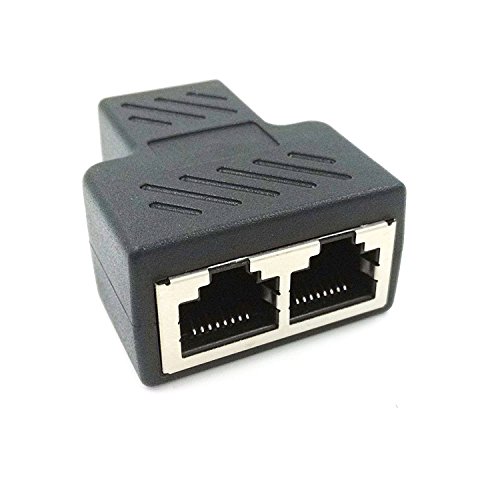 maxhood RJ45 Buchse auf Buchse Netzwerk Anschluss Adapter 1 zu 2 Dual Weiblich Port Cat 5/Cat 6 LAN Ethernet Buchse Stecker Adapter (nur One Port verarbeitungsfähig AT A TIME) – Schwarz - 4