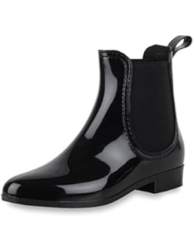 Damen Schuhe Chelsea Boots Lack mit Blockabsatz