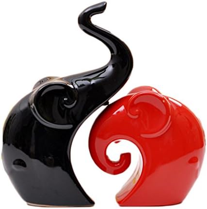 Creative home decoration black &amp; red ceramic elephant display figure