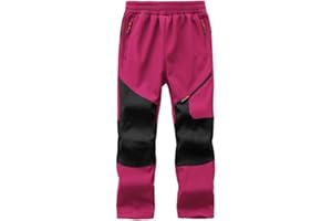 HFDWYJ Pantalon de neige pour garçon, fille, pantalon de randonnée pour enfants, pantalon softshell, coupe-vent, imperméable, respirant, chaud pour l'extérieur, pantalon de ski
