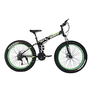 Make Foldable Fat Mountain Sports Bike with 26X4 Inch Tyres and 21 Speed Shimano Gears,Dual Hydraullic Suspension and Dual Disc Brakes for Adults