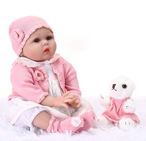 HONGRO DOLL Muñecas Reborn, Bebé Realista Niña y Oso Bebé,11-Piezas-Set, Muñecas de Silicona Suave Hechas a Mano,para Niños Edad 3+, Certificación EN71