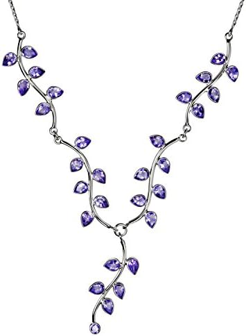 Franki BakerAmethyst Gemstones & 925 Sterling Silver Vine Leaf Fine Necklace. Length 42cm