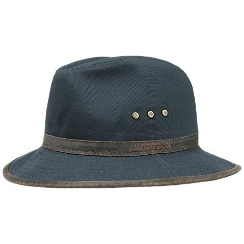 Stetson AVA Cotone Cappello Outdoor Uomo - Outback in avventuriero con Fascia Pelle, pistagna Primavera/Estate - S (54-55 cm) Nero