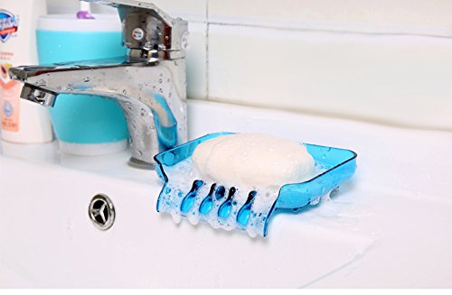 MUMENG Kreative Wasserfall Seifenkiste Bad Saugnapf Seifenschale blau - 3