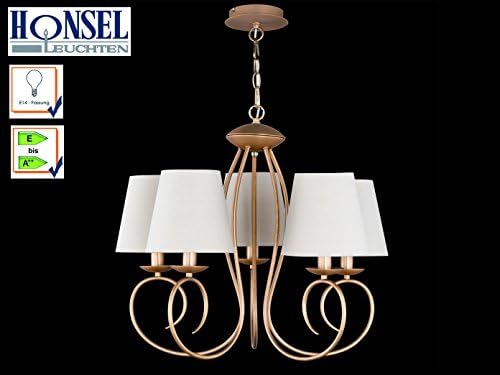 Honsel Twist Fabric Shade Pendant Ceiling Light Country Style Bronze Chandelier 5 bulbs