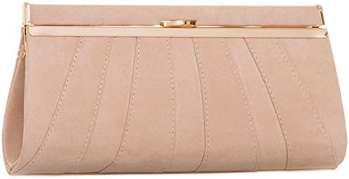 ZES Suede Bridal Wedding Ladies Party Prom Evening Clutch Hand Bag Purse (Nude)
