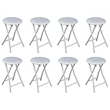Harbour Housewares Tabouret Pliant Rond et Compact - Blanc x 8