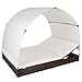 Produktbild TecTake Alu Sonnenliege Poly Rattan Gartenliege Loungeliege Gartenlounge Doppelliege mit Dach 2 Personen - braun/schwarz -