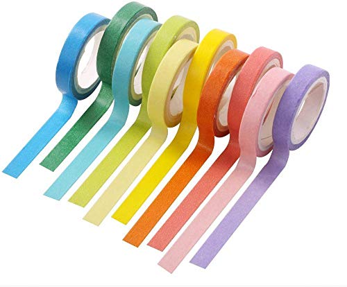 UClever 10 Cintas adhesivas DIY Washi Tape Etiqueta engomada del arco iris 10 colores