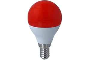 LEDLUX Kolorowa żarówka LED, 4W = 35W 220V, kształt globusa Ø45, do dekoracji imprezowych E14 lub E27 (E14, czerwony)