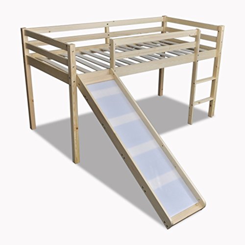 vidaXL Children Loft Bed Natural Colour With Slide Ladder