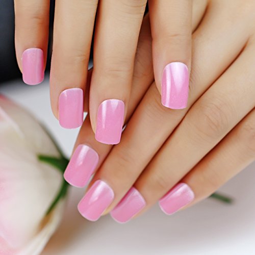 Bling Art False Nails French Manicure Pink - Natural Full Cover Medium Tips UK