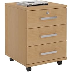 IDIMEX Caisson de Bureau YOAN, Meuble de Rangement à roulettes avec 3 tiroirs, en mélaminé Couleur hêtre