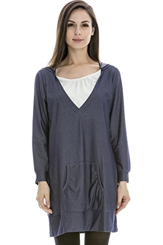 BEARSLAND Maternity Women's False 2pcs Pullover Breastfeeding Hoodie Nursing Tops