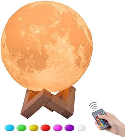 3D Moon Lamp, EONANT 3D Printing Moon Lamp Night Light with Remote Control 16 Colors Magical Moon Lamp (12cm/4.7 inch)