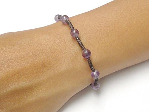 The Gem Purple Amethyst BEADED Gemstone Braided Macrame Jewelry Thai Wristband Bracelet