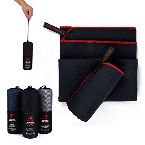 MAVE ATHLETIC ® 2er Set PREMIUM Mikrofaser Handtücher - Leicht, Schnelltrocknend & Antibakteriell - Microfaser Reise-, Sport-, Fitness- Handtuch, Reisehandtuch
