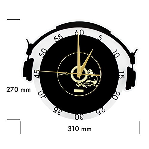 VENKON – Design Wanduhr mit Quarzuhrwerk – Modell „DJ at Work“ – ca. 27 x 31 cm - 3