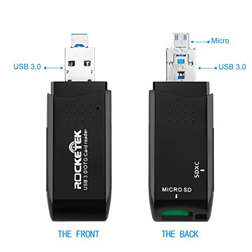 Micro-USB-OTG-USB 3.0 Adapter, Rocketek SD / Micro SD-Kartenleser mit Standard-USB und Micro-USB-Stecker für Smartphones / Tablets mit OTG-Funktion - 3