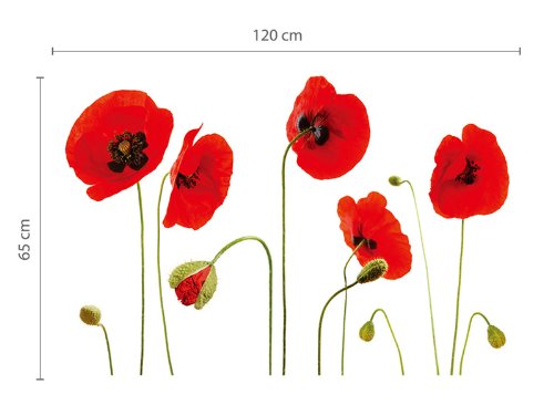 Rote Mohnblumen Entfernbare Transparente Wand Aufkleber Sticker Kunst - 4