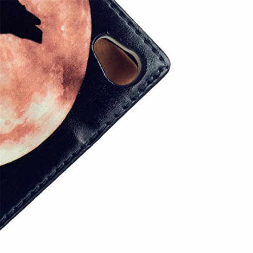 Sony Xperia E5 Hülle Handytasche, MUTOUREN 2 in 1 Zubehör für Sony Xperia E5 Slim PU Tasche Klapp Flip Folding Magnetisch PU Leder Flip Cover Tasche mit Kartensteckplatz Brieftasche Hinterschale Kartenschlitz + Metall Stift Stylus – Wolf - 5