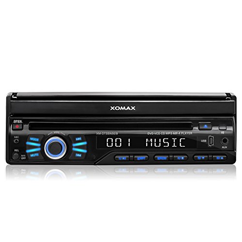 XOMAX XM-DTSBN929 Autoradio / Moniceiver / Naviceiver mit GPS Navigation + Navi Software inkl. Europa Karten (48 Länder) + Bluetooth Freisprechfunktion + 7″/ 18 cm Touchscreen Display in 16:9 HD Auflösung (800 x 480 px) + Codefree DVD / CD Player + 2x USB Anschluss (bis 256 GB) + Micro SD Speicherkarten Slot (bis 128 GB) + MPEG4, MP3, WMA, AVI, DivX etc. + Anschlüsse für Rückfahrkamera & Lenkradfernbedienung + Single DIN (1DIN) Standard Einbaugröße + inkl. Fernbedienung, Einbaurahmen - 8