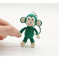 Grüne Affe Schlüsselanhänger, gefüllte häkeln Spielzeug, kuschelige Geschenke, kleines Geburtstagsgeschenk