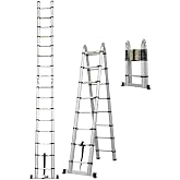 A Tipi Teleskopik Al&uuml;minyum Merdiven 8+8 Basamak | 2,5+2,5 M Uzayan | Katlanır | Kaymaz Ayaklı