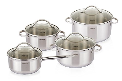 Preisvergleich Produktbild Kochtopfset FISSMAN GABRIELA 8 tlg Suppentopfset Topfstet, Farbe (Color):EDELSTAHL