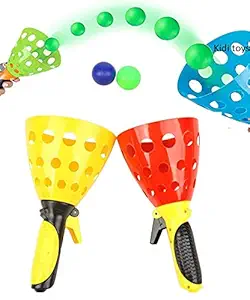 Kid Zone Click and Catch Ball Catching Basket Ball Game, Catch Launcher Basket Twin Ball Hand Basketball Set, Indoor Outdoor Sports Games for Children | Pop and Catch Ball (Pack of 2 Pcs)