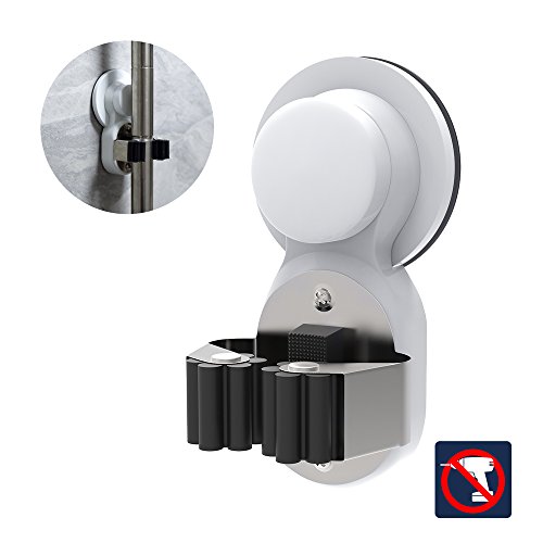 Organizador de escoba con ventosa y soporte para escoba, organizador de escoba, soporte para escoba, montaje en pared, soporte de pared para escoba, soporte de pared autoadhesivo