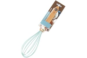 Masterchef Junior - Fouet de Cuisine - Bois et Silicone Bleu - Nettoyage Facile et Empêche les Ingrédients de Coller - Batteur Manuel - Manche avec Trou de Suspension