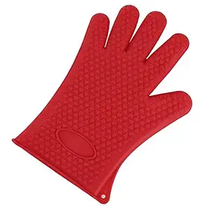 Generic Red: Epasun 1Pcs Silicone Heat Resistant Oven Mitts Thick Baking Kitchen BBQ Grill Glove Cooking Bakeware Holder Barbec