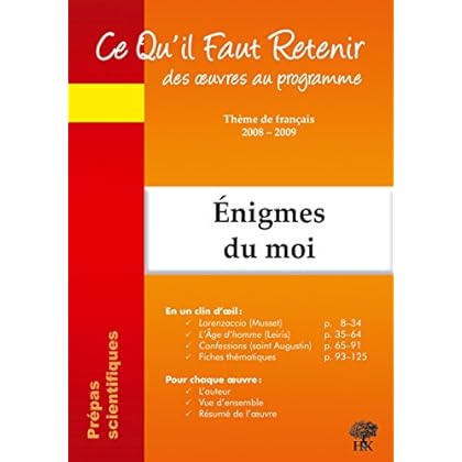 Ce Qu'il Faut Retenir des oeuvres au programme Enigmes du moi - Musset-Lorenzaccio; Leiris-L'Age d'homme; Saint Augustin Ce Qu'il Faut Retenir des oeuvres au programme Enigmes du moi - Musset-Lorenzaccio; Leiris-L'Age d'homme; Saint Augustin