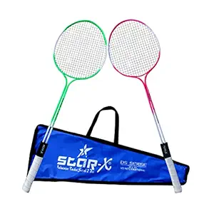 StarX Multi-Shaft Steel Badminton Racquet Set, Adult G4 - 3 3/4-inch (Multicolor)
