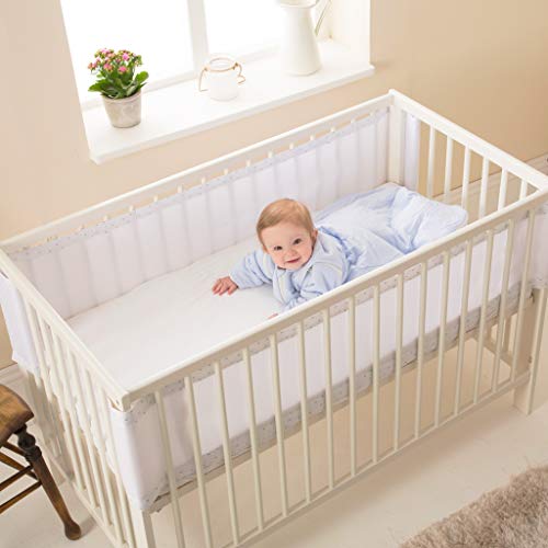 Preisvergleich Produktbild PurFlo PurAir - Atmungsaktives Stoßfänger für Kinderbetten - Babybett Nestchen Baby Kantenschutz Bettausstattung, Unisex, Farbe Tropfenform