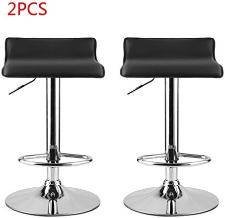 Cartkningts 2 x Modern Barstools PU Leather, Adjustable Swivel Gas Lift，Chrome Footrest and Base for Breakfast Bar, Counter, Kitchen and Home Barstools（Black）
