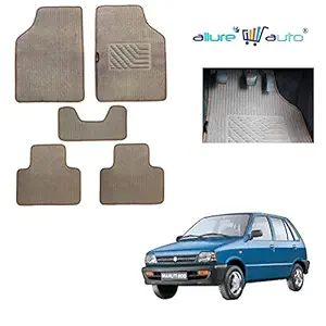 Allure Auto Front/Rear 5 -Piece Full Set Ridged Heavy Duty Carpet -Car Floor/Foot Mats (Beige) for Maruti 800
